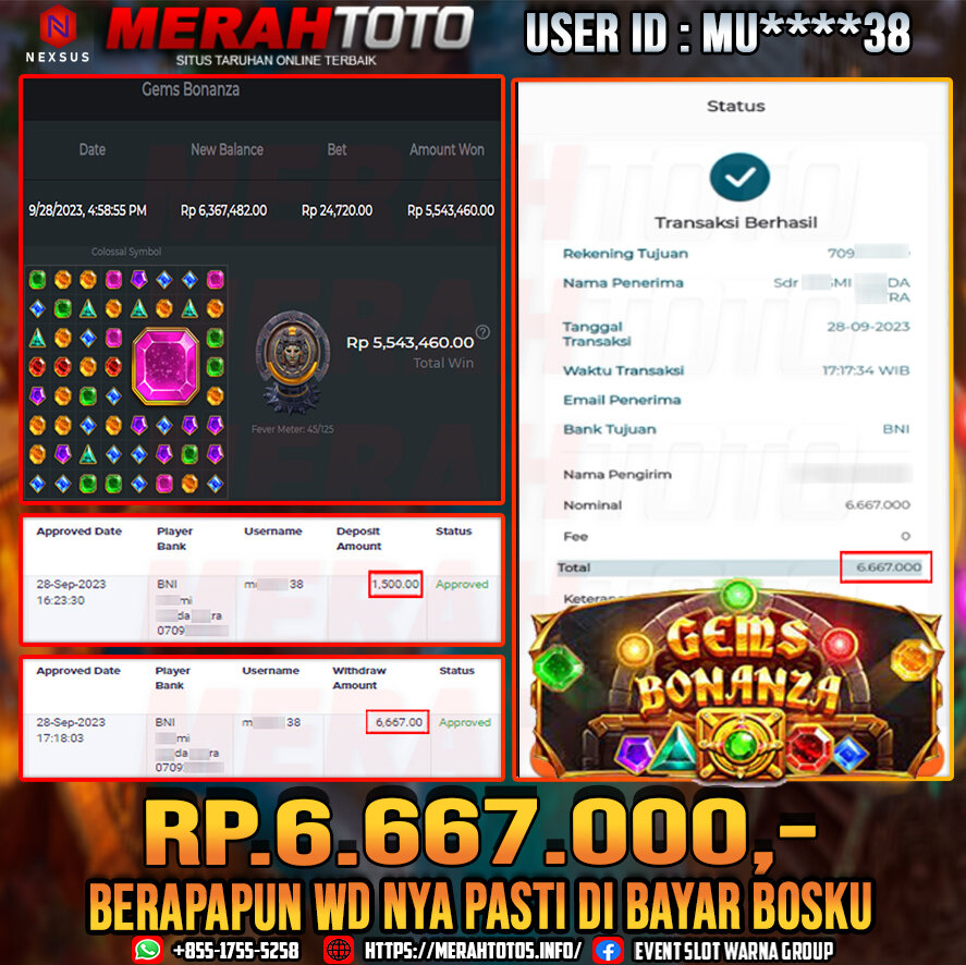 bukti-jp-slot-member-merahtoto-28-september-2023-gems-bonanza-pragmatic-play