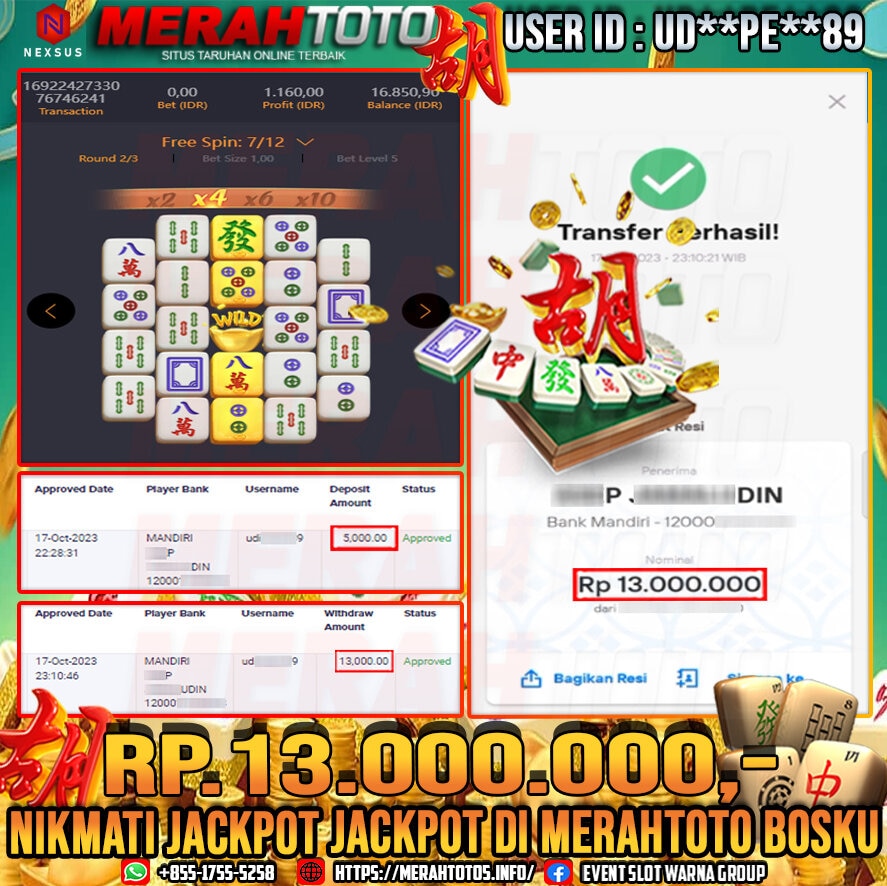 bukti-jp-slot-member-merahtoto-17-oktober-2023-mahjong-ways-pg-slots