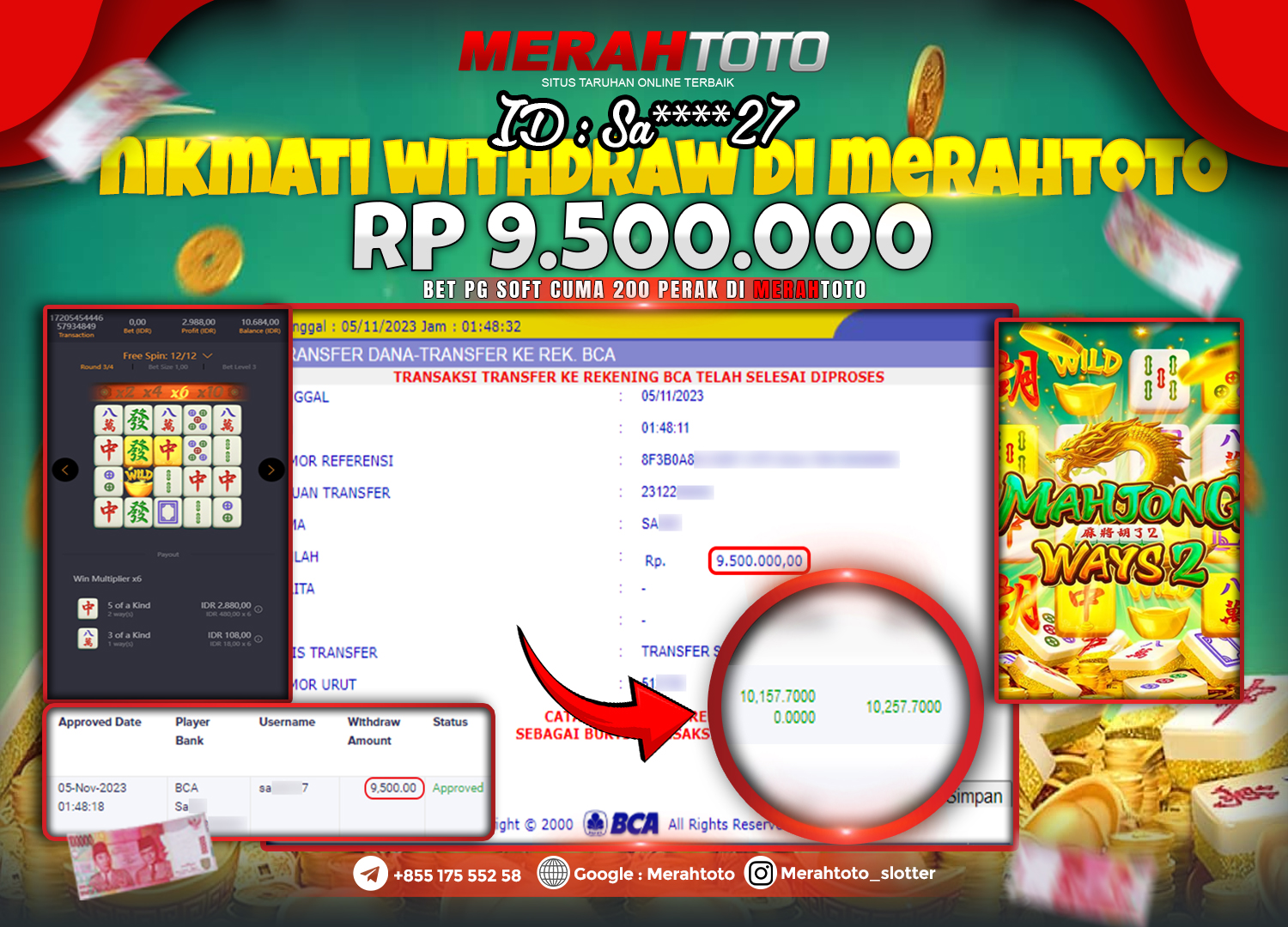 Bukti JP Slot Member MERAHTOTO 05 November 2023 Mahjong Ways 2