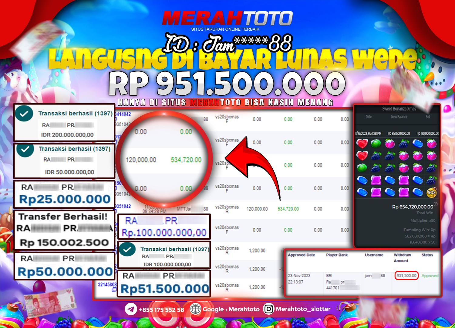 bukti-jp-slot-member-merahtoto-23-november-2023-sweet-bonanza-xmas-pragmatic-play