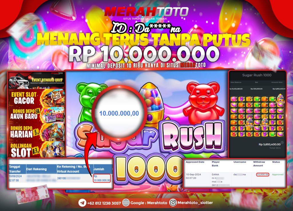 Bukti JP Slot Member MERAHTOTO 09 September 2024 Sugar Rush 1000 - PRAGMATIC PLAY