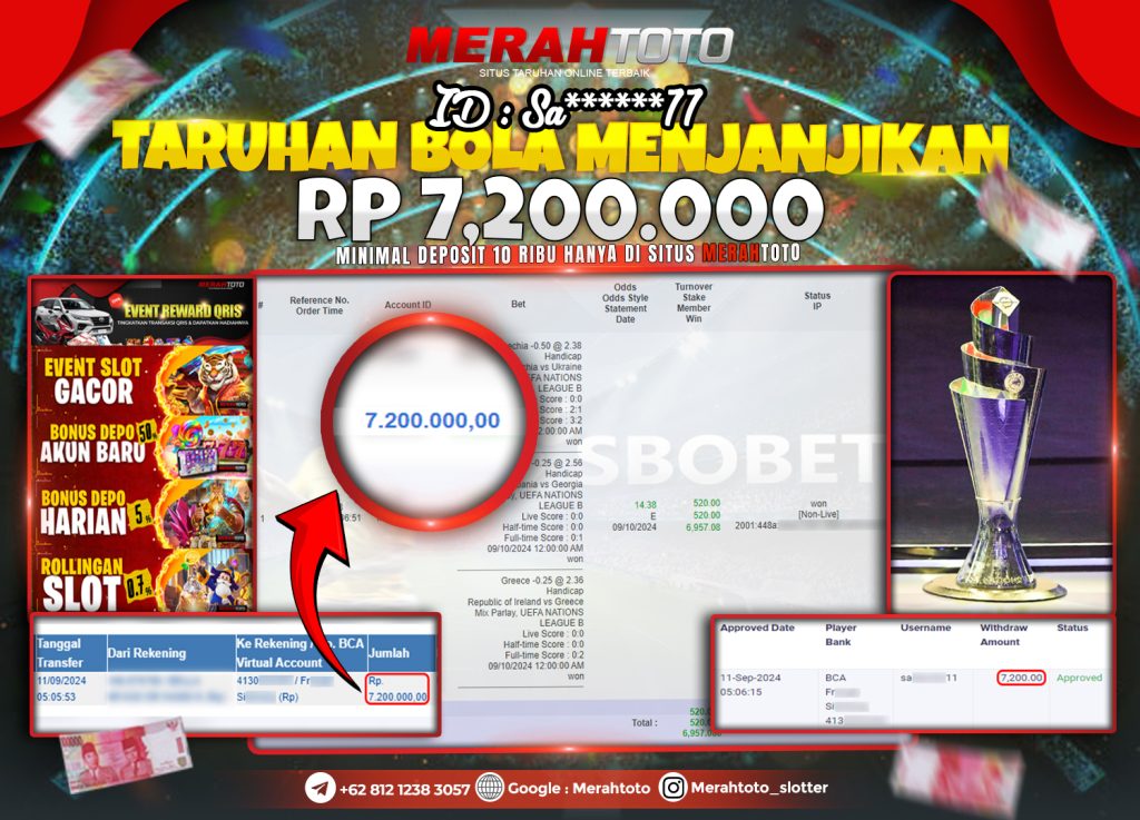 Bukti JP Slot Member MERAHTOTO 11 September 2024 SBO SPORTSBOOK