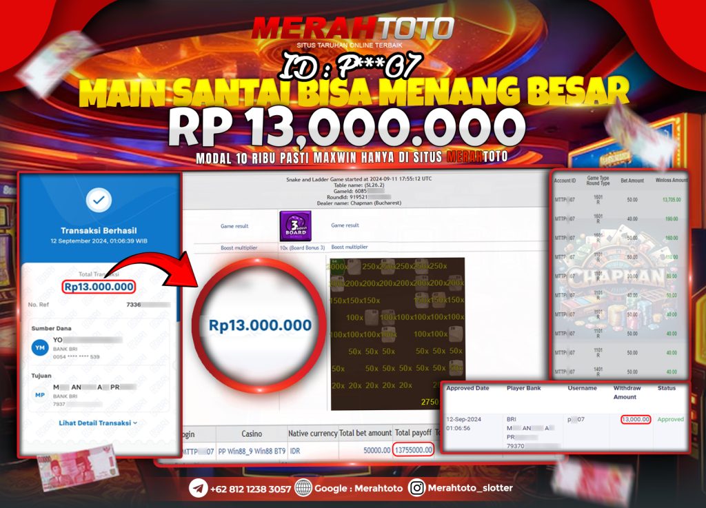 Bukti JP Slot Member MERAHTOTO 12 September 2024 Chapman - PP LIVECASINO