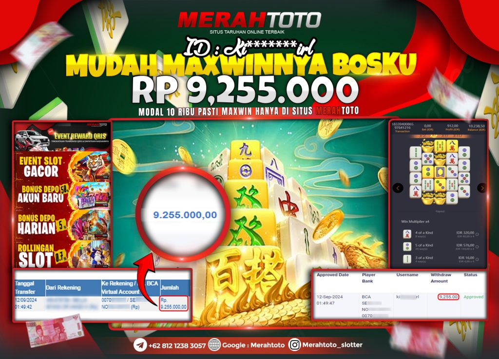 Bukti JP Slot Member MERAHTOTO 12 September 2024 Mahjong Ways 2 -  PG SLOTS