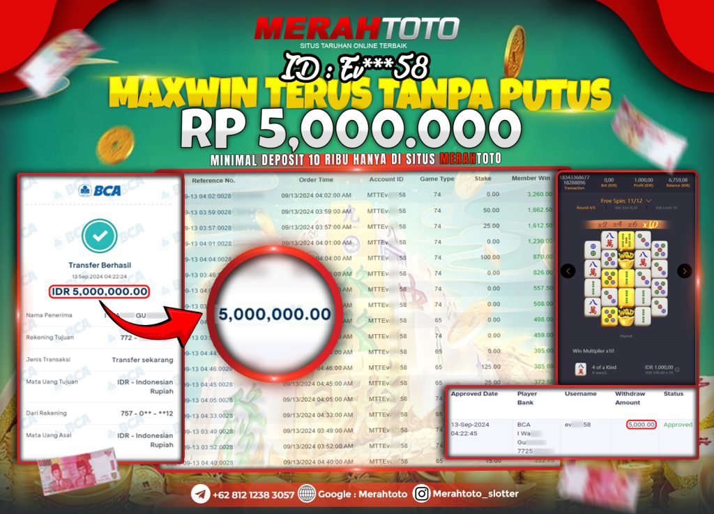 Bukti JP Slot Member MERAHTOTO 13 September 2024 Mahjong Ways 2 - PG SLOTS